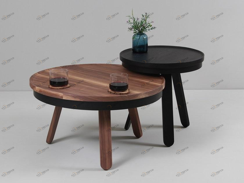 Woodendot Круглый журнальный столик из орехового дерева с местом для хранения вещей sun-id-1393119