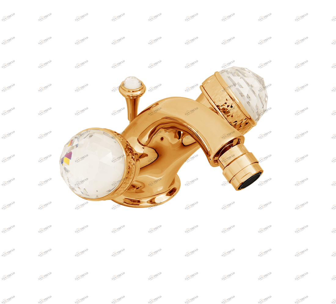 Gentry Home Смеситель для умывальника на три отверстия с выдвижным краном Crystal Dark gold GH102563