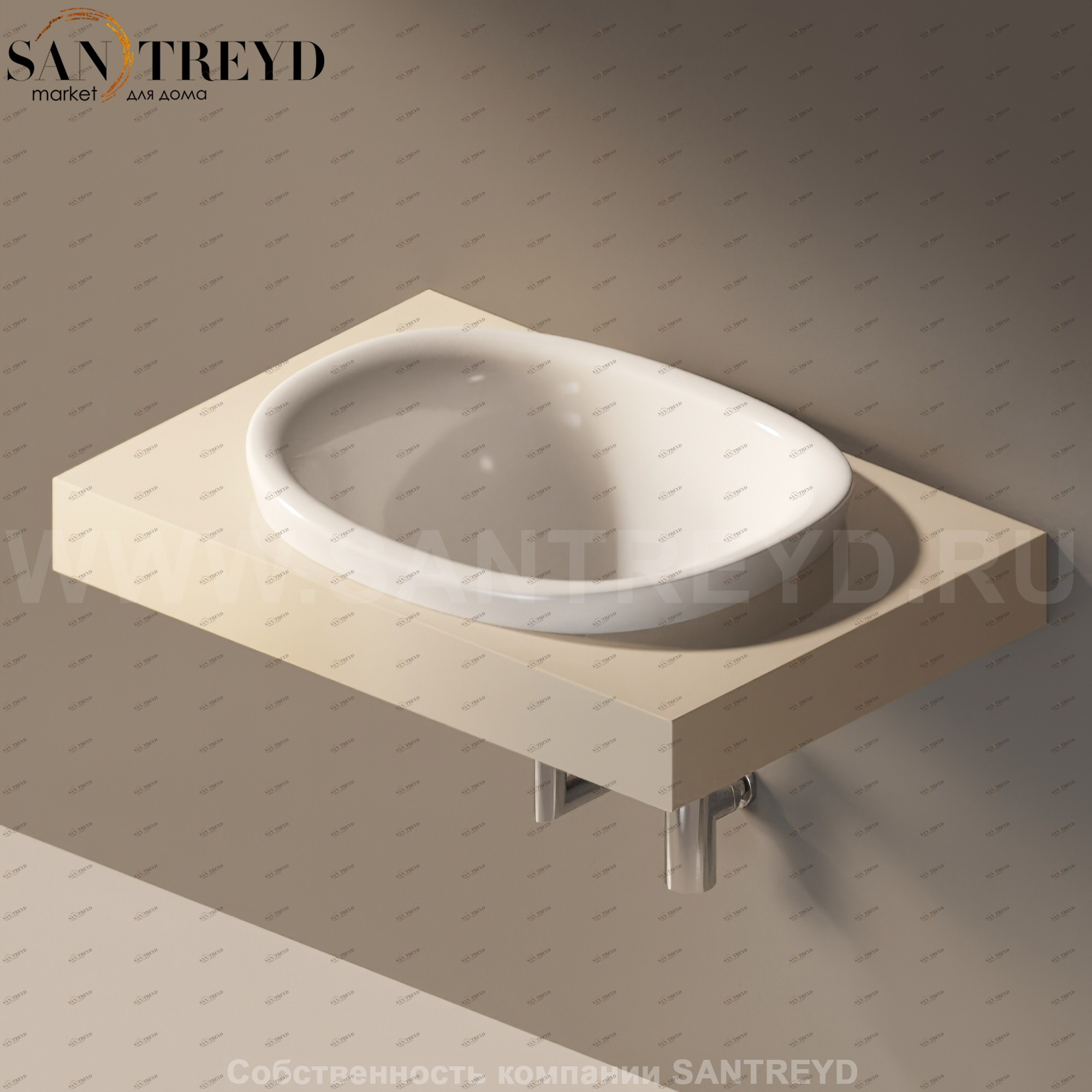 Flaminia IO e SI Столешница с отверстием под раковину бежевая IO60M1.1015 Ceramica Flaminia IO60M11015