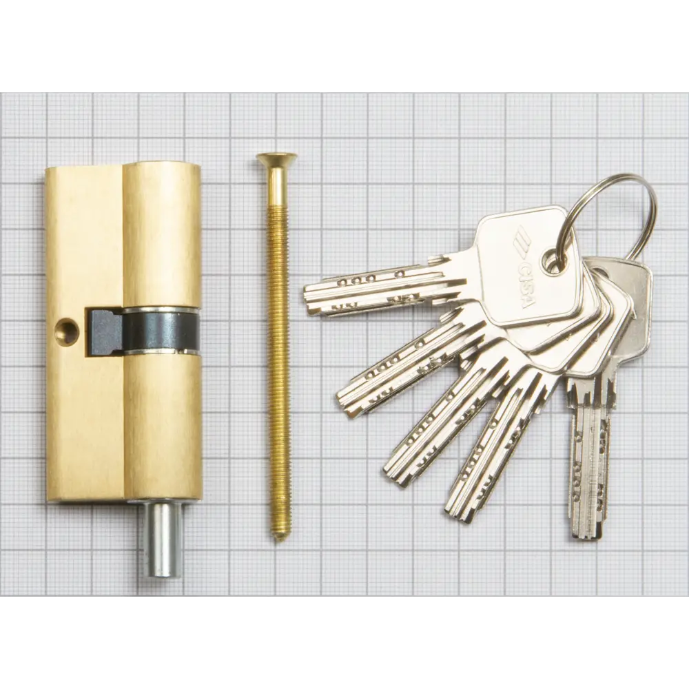 Цилиндр Cisa Astral ОА312-13.00, 35x35 мм, ключ/шток, цвет латунь, без вертушки STLM-2179116 - Вид №2