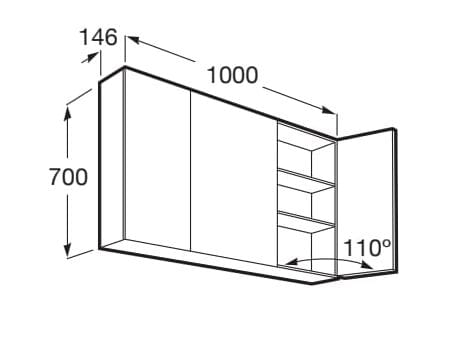 Зеркальный стеклянный шкаф для ванной комнаты с дверцами Roca Luna ARCH-00041941 - Вид №5