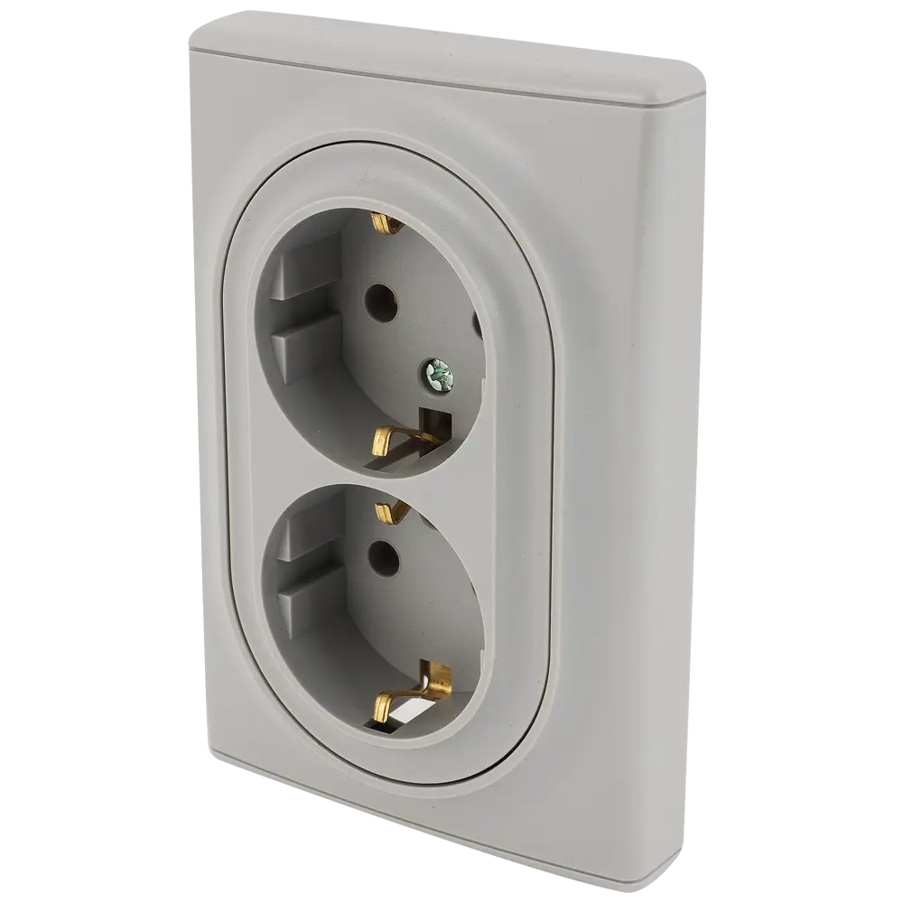 Розетка двойная встраиваемая Onekey Florence с заземлением, цвет серый ONEKEYELECTRO STLM-2151769 - Вид №1