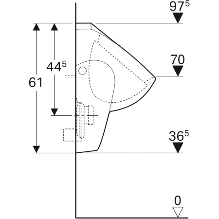 235300000 Писсуар Geberit Renova, скрытый подвод, скрытый отвод Geberit  - Вид №4