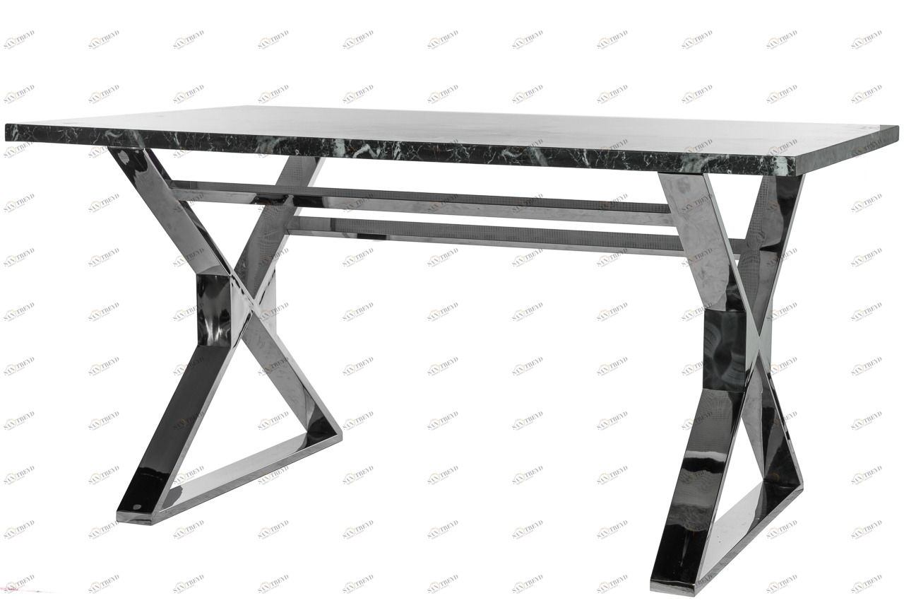 Обеденный стол прямоугольный с темно-серым искусственным мрамором 150 см Dormitorio ДОМАШНЯЯ ОБСТАНОВКА SKY 045161 Серый;хром Santreyd