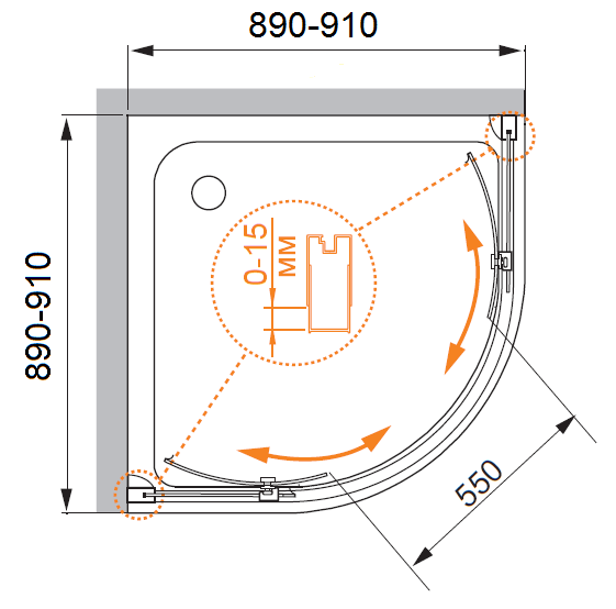 Душевой уголок CEZARES FAMILY-D-R-2-90-P-Cr - Вид №4