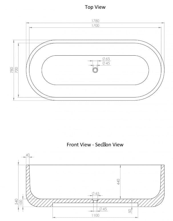 Серый камень мрамор овальный центр комнаты ванна LUSSO Designo ARCH-00144363 - Вид №4