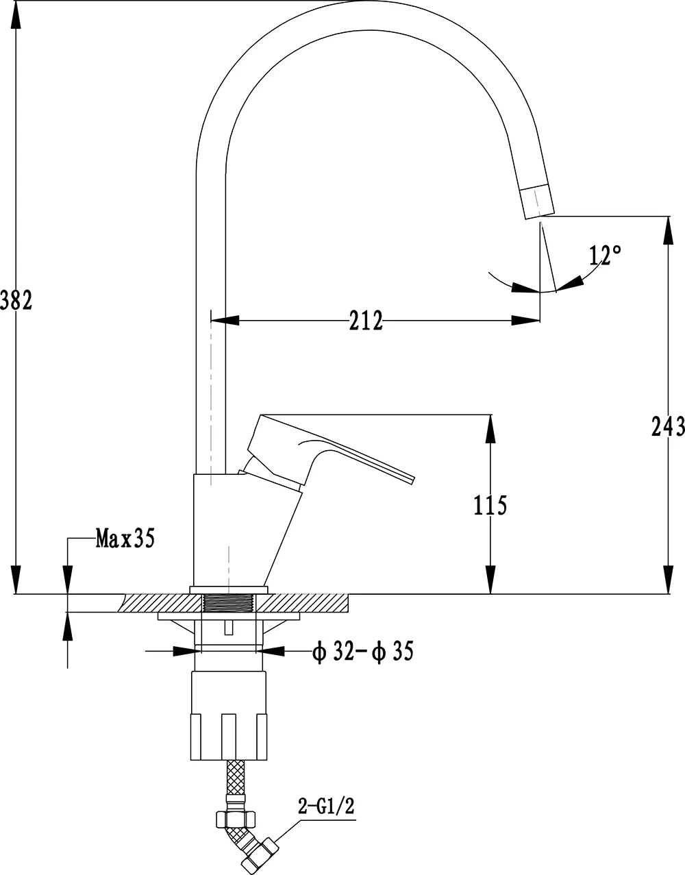 Кухонный смеситель 50235012 крем GranFest Ewigstein - Вид №1