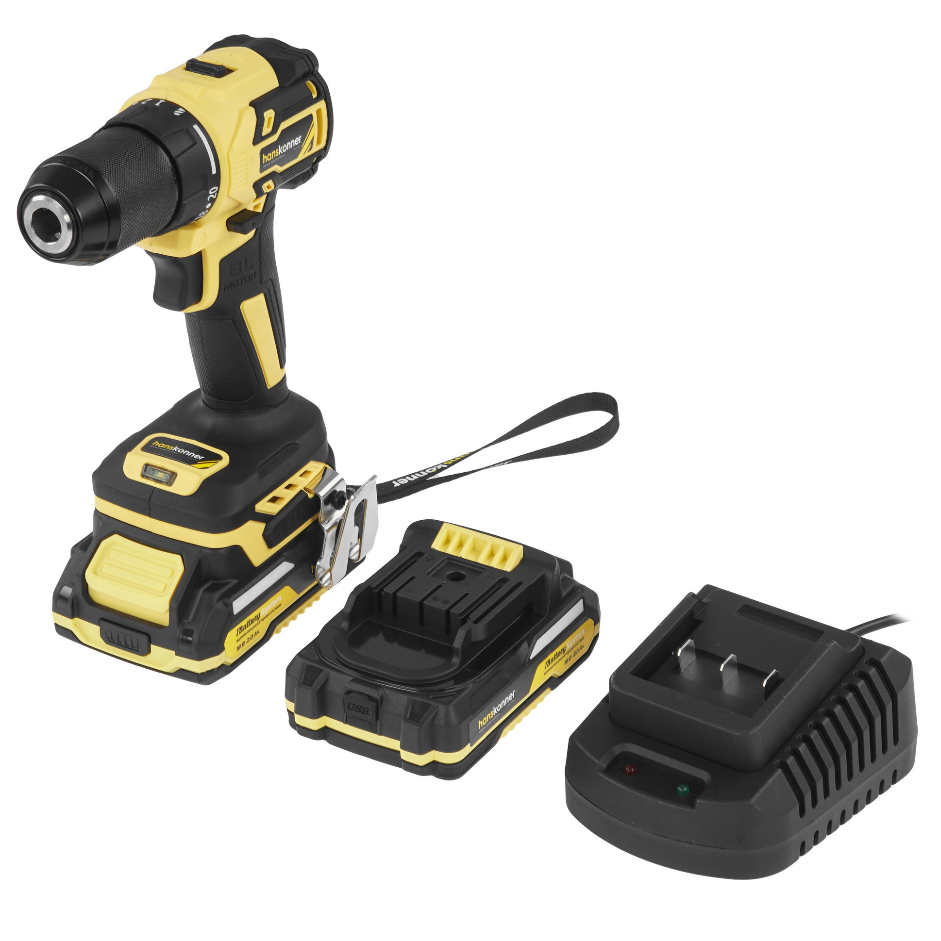 Дрель-шуруповерт Hanskonner HCD2065BLC 1BatterySystem 18V 5452208 STDN-0005435 - Вид №1