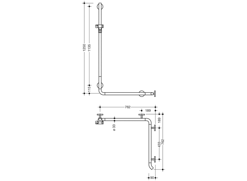 950.35.22054 Поручень для душа с держателем для душа теплое прикосновение HEWI Greifen  - Вид №1