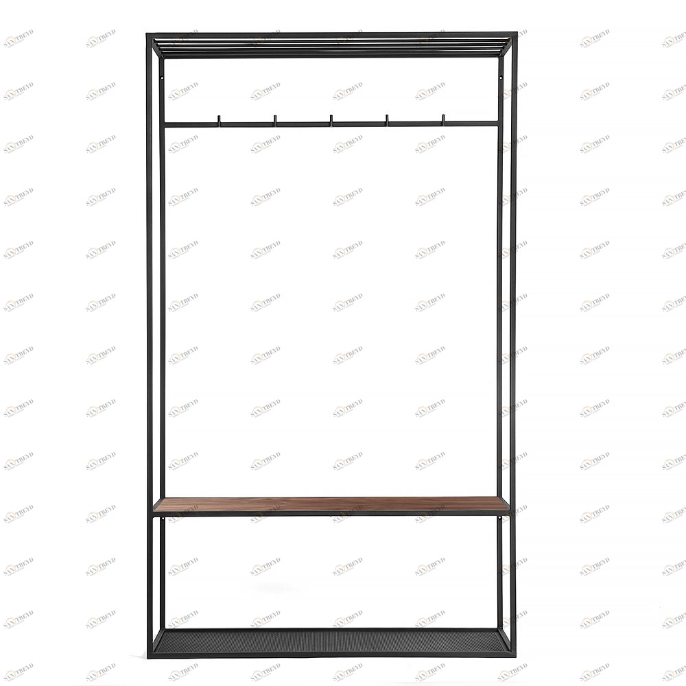 Вешалка в прихожую с полкой черная, американский орех Hallra black INTELLIGENT DESIGN ВЕШАЛКИ HALLRA 260949 Коричневый;черный 