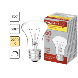 Лампа накаливания Bellight E27 36 В 60 Вт гриб 890 лм теплый белый цвет света для диммера