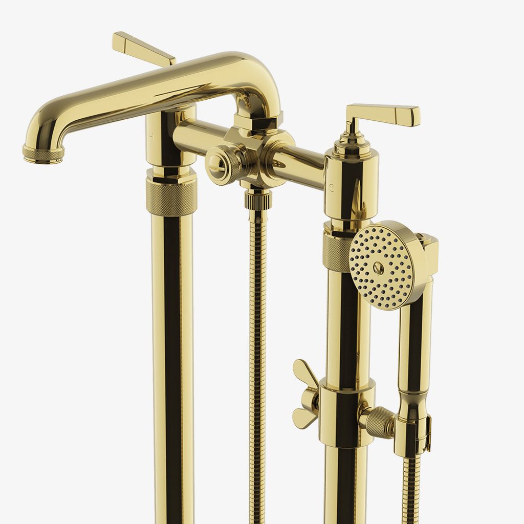 RWXT70 Напольный наполнитель для открытых ванн RW Atlas с ручным душем и рычажными ручками Waterworks 