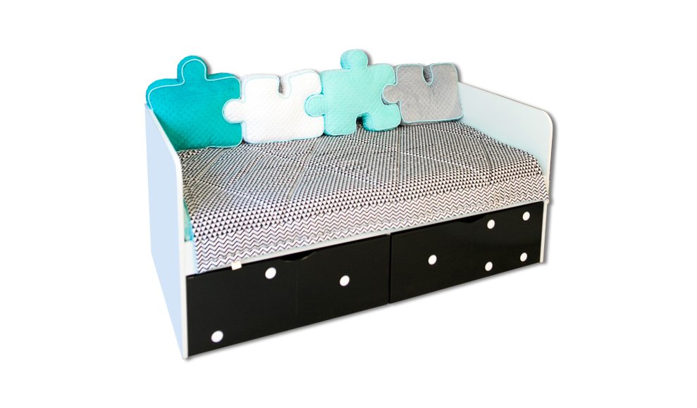 Детский диван-кровать с 2 ящиками "Продленка" МАНДАРИН ПРОДЛЕНКА 178744 Белый;черный Santreyd  - Вид №6