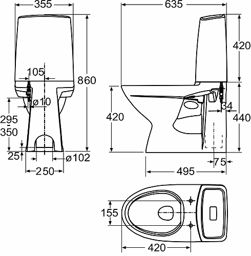 3736001201 Компакт унитаз с бачком Белый IDO Glow Швеция - Вид №1