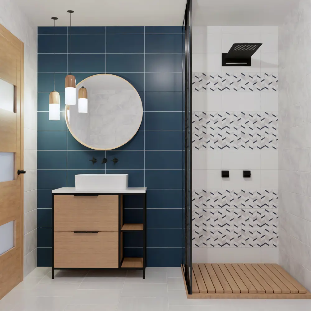 Настенная плитка KREAFORTA Mersey Mono 20x40 см 1.62 м² матовая цвет синий 89413663 STLM-2103960 - Вид №5