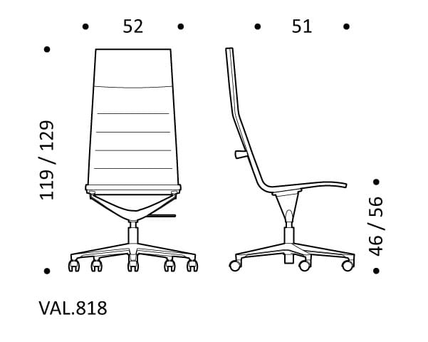 5-спицевое вращающееся офисное кресло с тканевыми колесами ICF Valea ARCH-00111459 - Вид №12