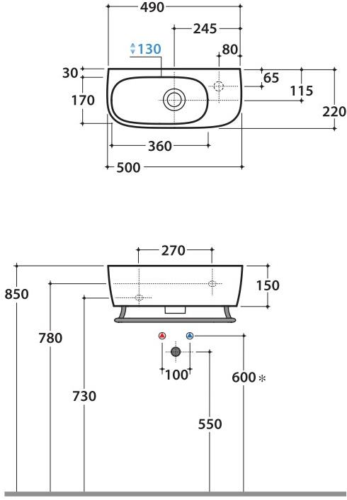 Ge046/47/60/61/70 bi Подвесная раковина настенная овальная Ceramica Globo Genesis белая - Вид №14