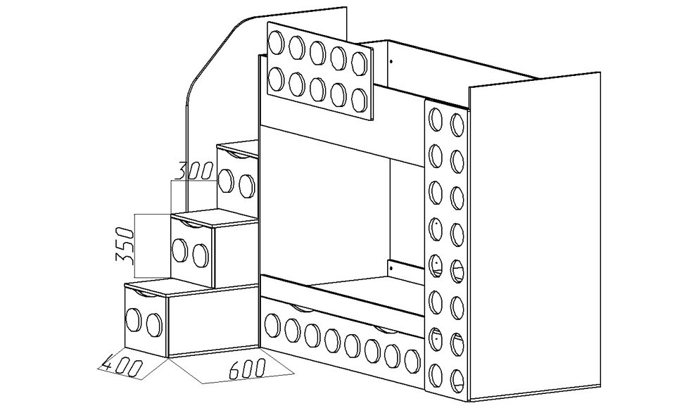 Кровать детская двухъярусная с дополнительным спальным местом левая "Леголенд" МАНДАРИН ЛЕГОЛЕНД 178714 Разноцветный;белый;желтый Santreyd  - Вид №5