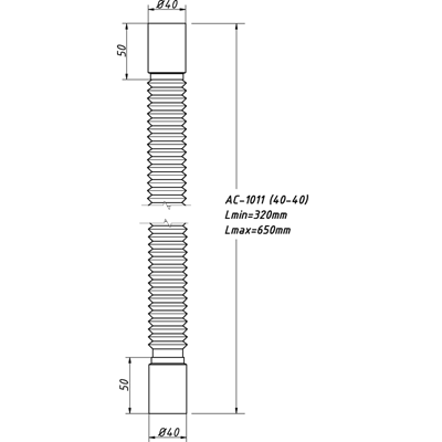 Гибкая труба 40х40 L-650 мм АС-1011 (О) АС-1011 ОРИО 151613 - Вид №1