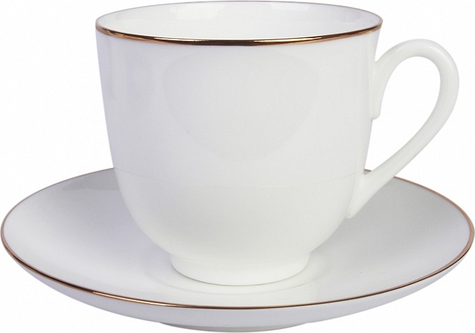 10596501 Императорский фарфоровый завод Чашка с блюдцем "Золотой кантик" "Ландыш" Фарфор костяной 