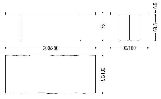 Прямоугольный стол из массива дерева с железной основой Riva 1920 природа ARCH-00009486 - Вид №1