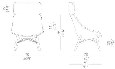 Lapalma Кресло из ткани с высокой спинкой Auki S115 - Вид №3