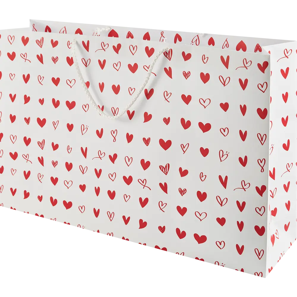 Пакет подарочный Сердечки 55x37 см цвет бело-красный 87493222 STLM-2122095 Симфония 
