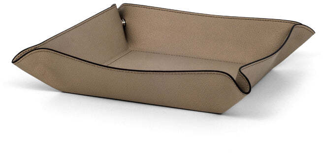 Квадратный поднос для мелочей - 20X20 см / зернистая кожа_светло-серый