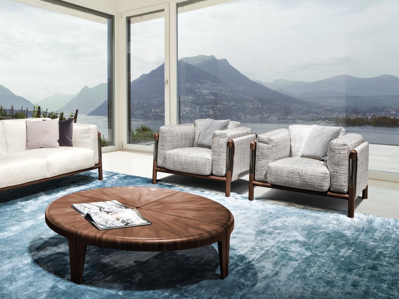 Круглый деревянный журнальный столик Giorgetti ROUND ARCH-00007134 - Вид №1