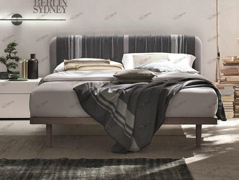 Gruppo Tomasella Двуспальная кровать с мягким изголовьем Plaid sun-id-1436290