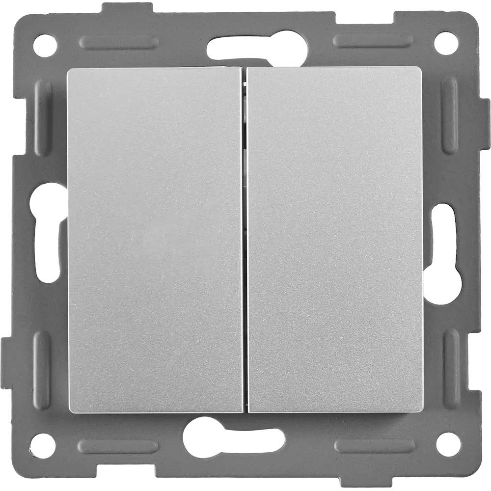 Проходной выключатель GUSI Electric Ugra 2-клавишный серебристый 87618446 STLM-1109923 - Вид №1