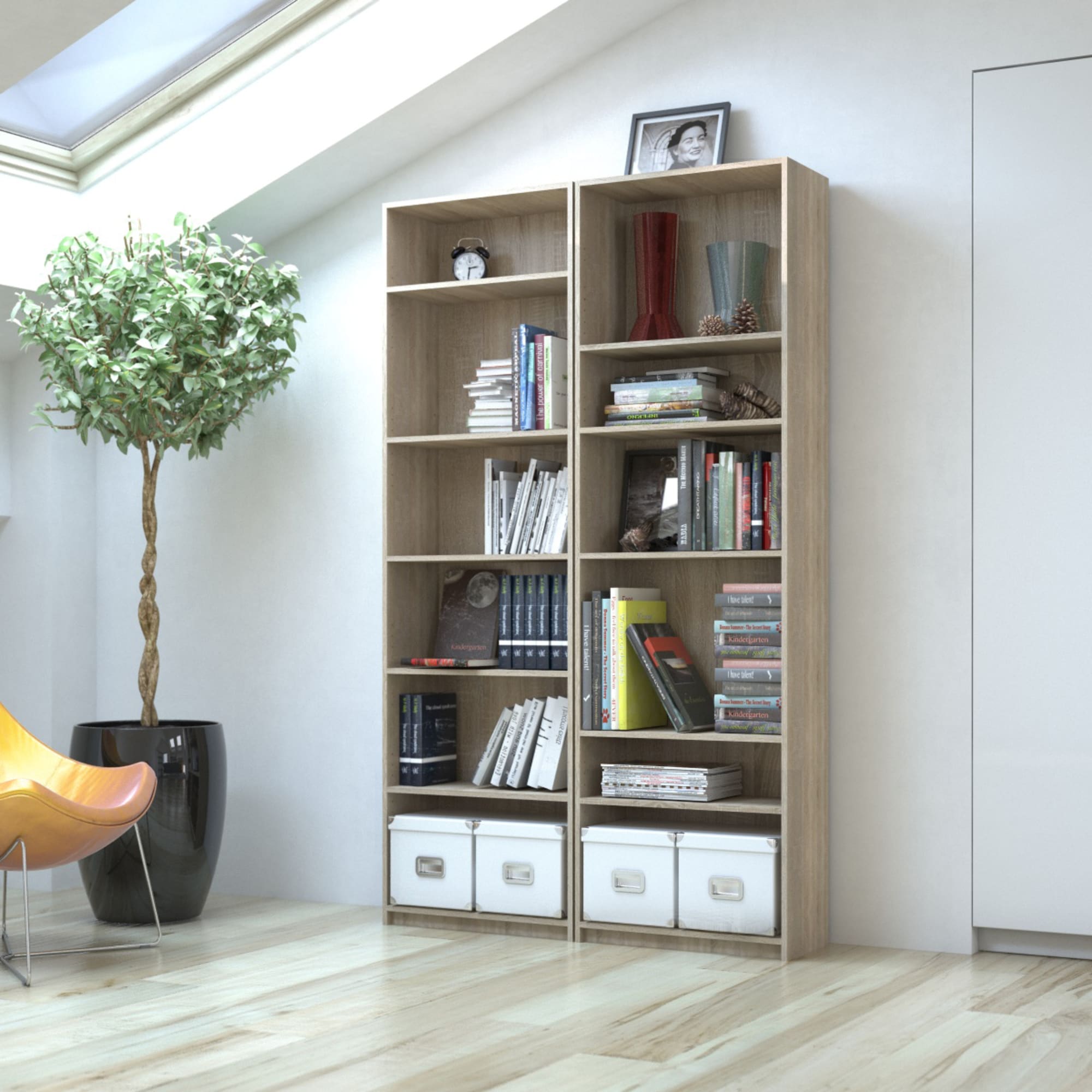 18142883 Стеллаж Кабуки 80x201x28 см, ЛДСП, цвет дуб сонома Santreyd  - Вид №4