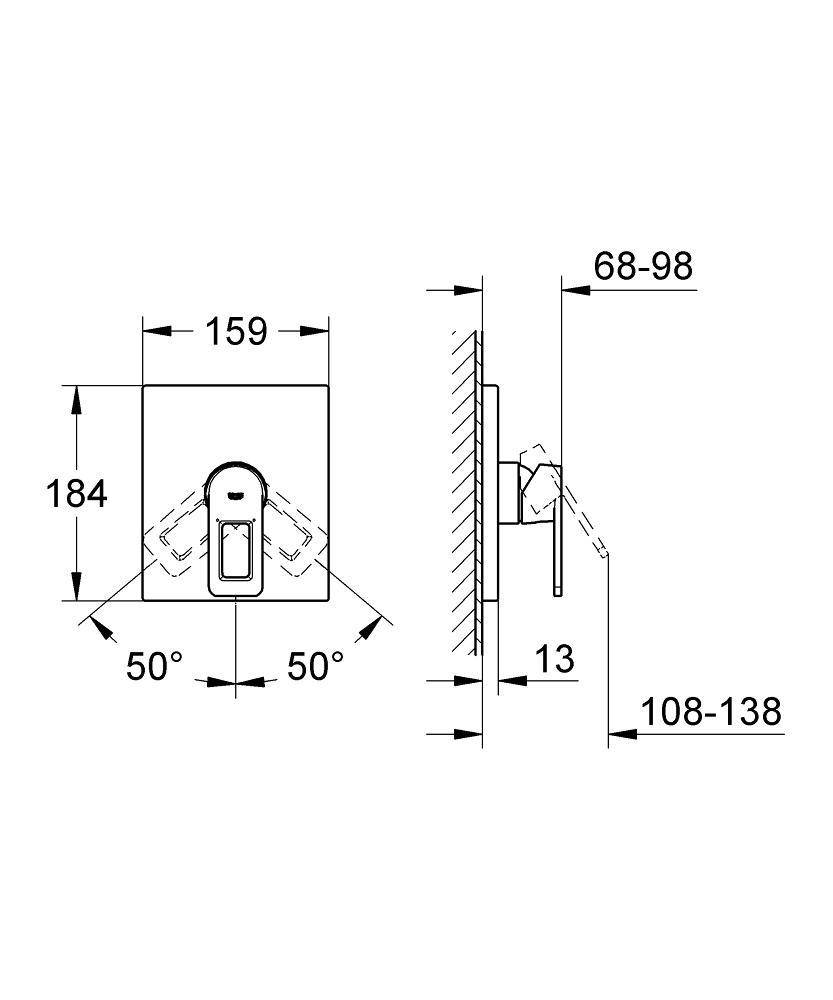 19455000 Внешняя часть смесителя для душа Grohe Quadra хром - Вид №1