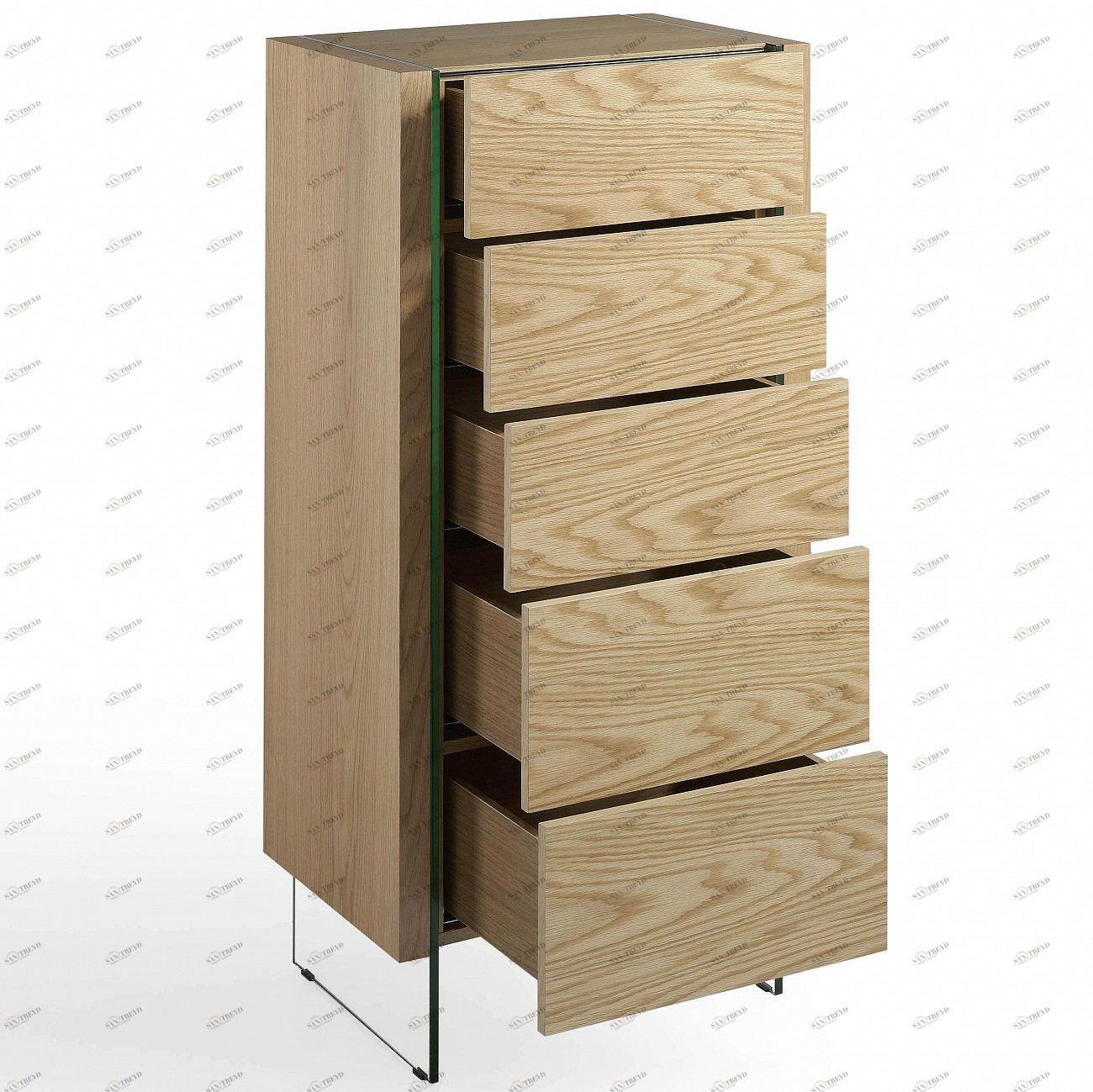 Комод деревянный высокий с 5 ящиками дуб Roble от Angel Cerda ANGEL CERDA ДИЗАЙНЕРСКИЕ, КОМОДЫ ROBLE 241869 Бежевый;дуб сонома 