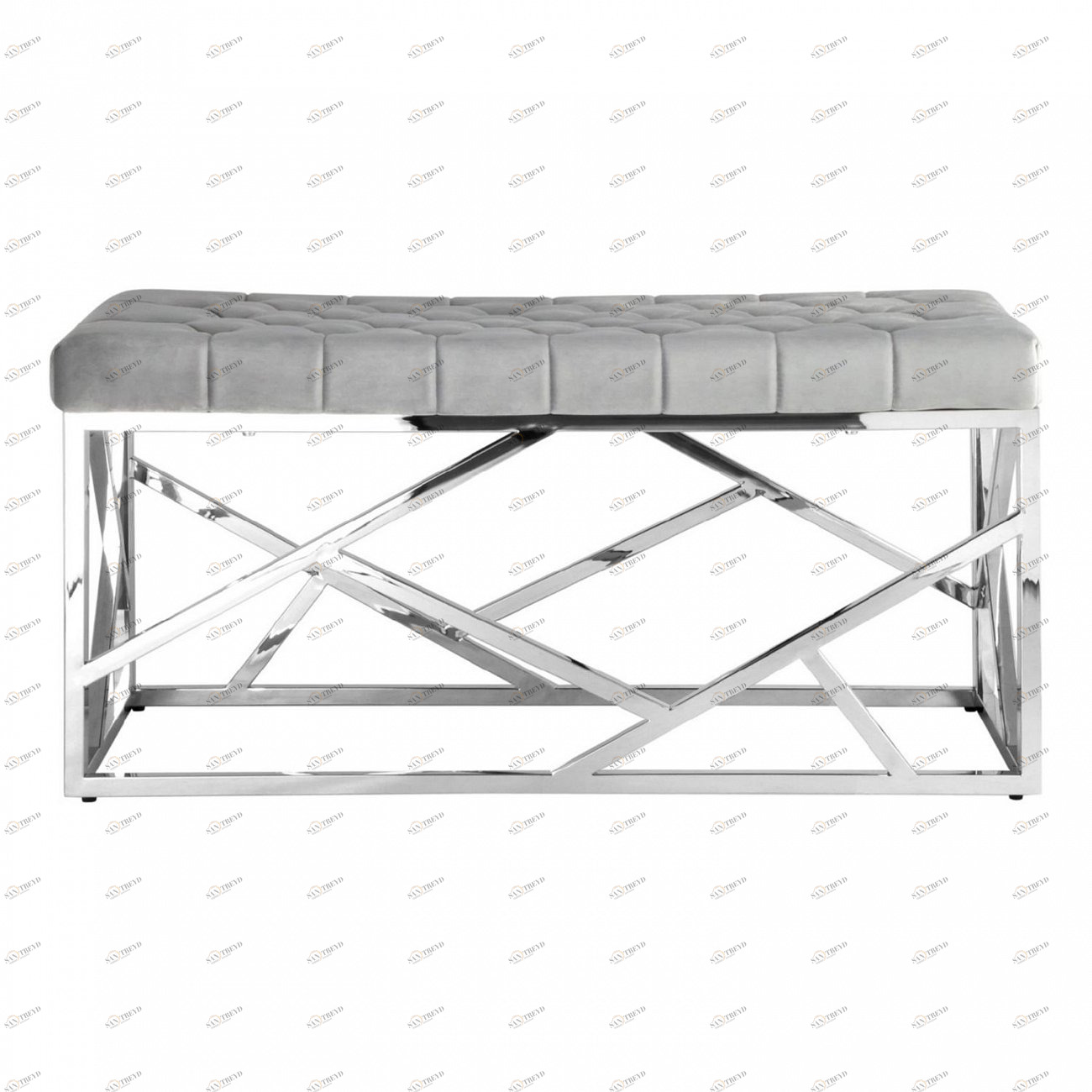 Банкетка-скамейка прямоугольная серая с серебром "Арт Деко" STOOL GROUP ДИЗАЙНЕРСКИЕ 00-3881874 Серебро;серый 