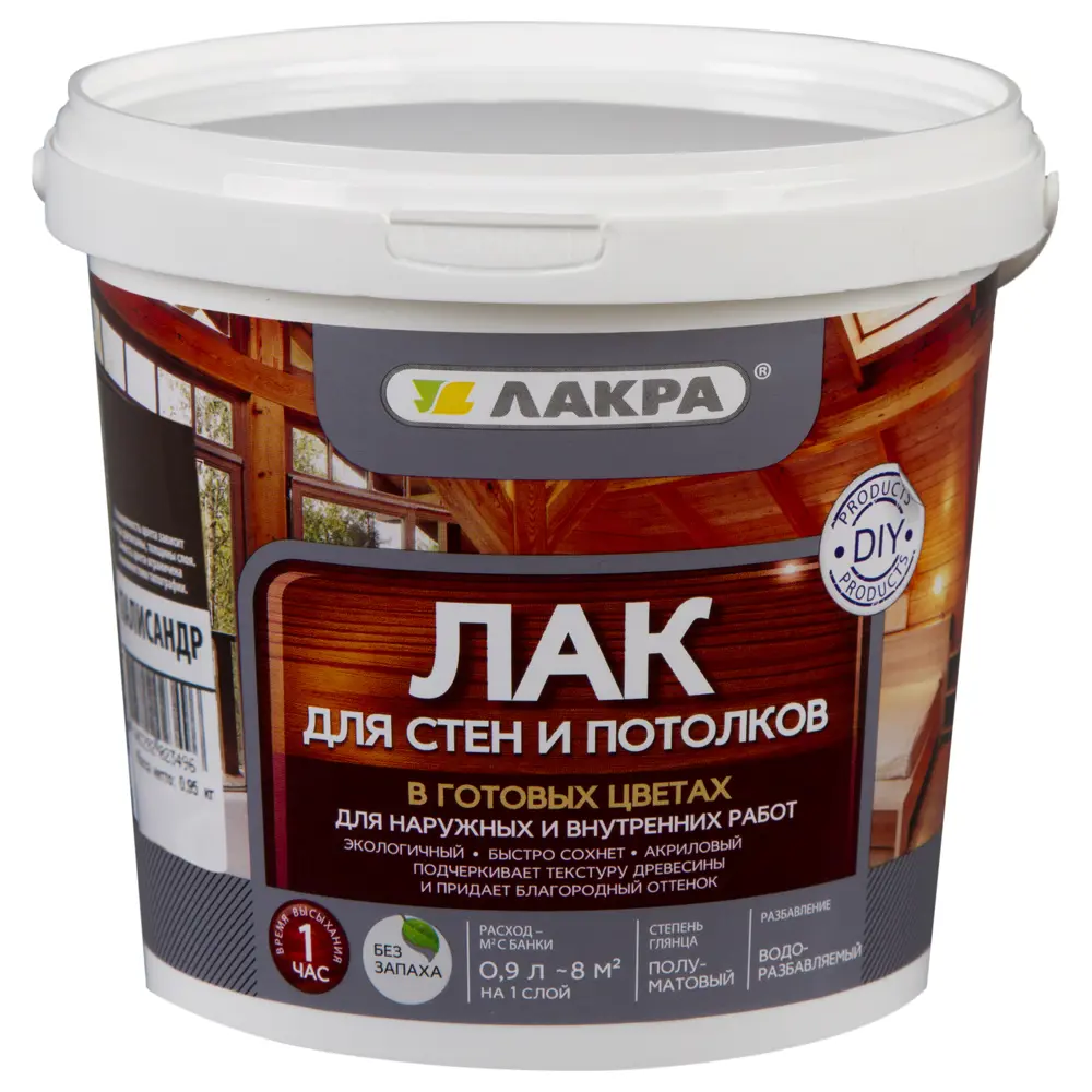 Лак тонированный для стен и потолка Лакра цвет палисандр 0.9 л 18552284 STLM-2112995  - Вид №2