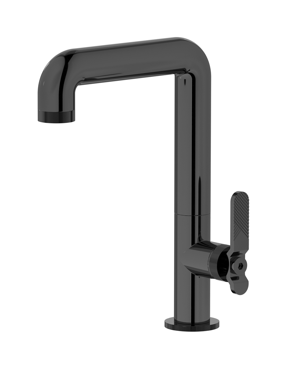 Высокий смеситель для раковины на 1 отверстие в комплекте с донным клапаном WE ARE IB b2202cf Black Chrome Bold