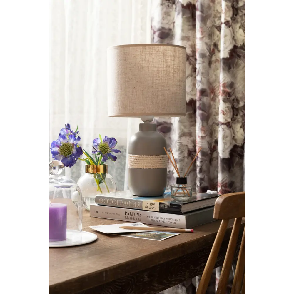 Штора на ленте «Акварель» 160х260 см полиэстер цветы цвет серый AMORE MIO STLM-2085797 - Вид №5