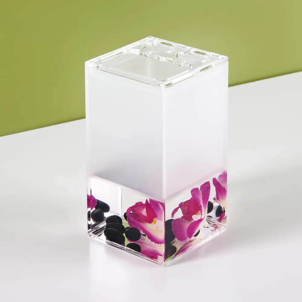 Стакан для зубных щёток настольный Verran «Phalaenopsis» с разделителем акрил цвет розовый STLM-2194153 - Вид №2