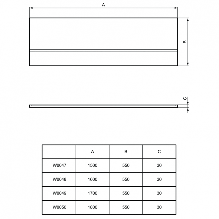W004701 Панель для ванны 150 см Ideal Standard SIMPLICITY - Вид №2