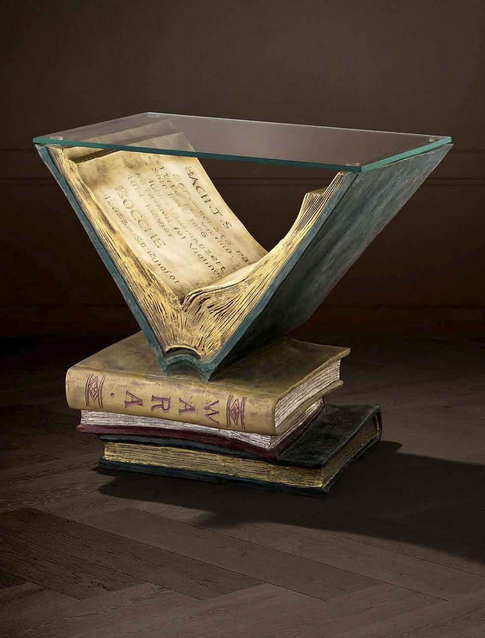 Журнальный столик дизайнерский коричневый Old Books от Eichholtz EICHHOLTZ  242373 Коричневый;прозрачный  - Вид №1