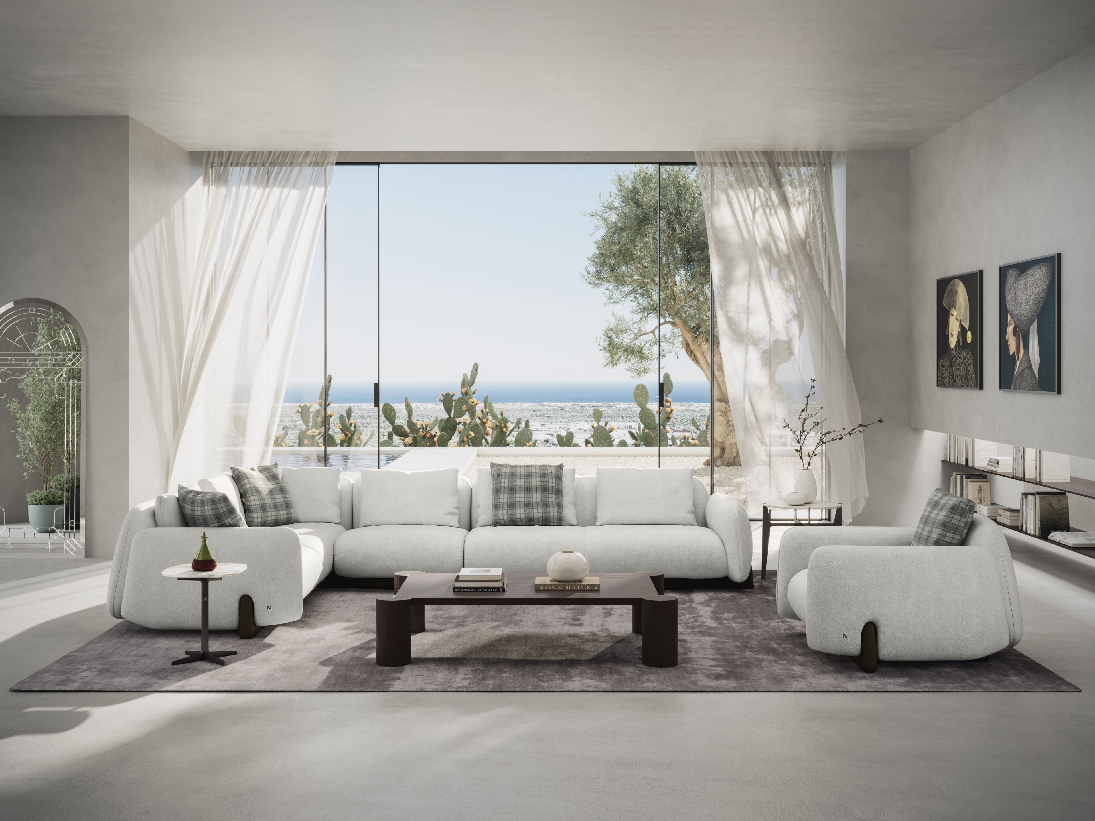 Секционный угловой диван из ткани Natuzzi Italia Mirai ARCH-00049072 - Вид №7