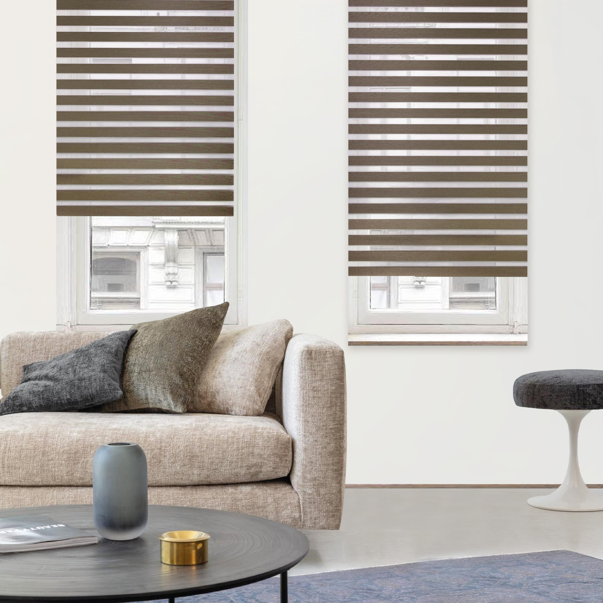 82614529 Штора рулонная день-ночь Miamoza Blackout Rain 80x160 см, цвет коричневый Santreyd  - Вид №2