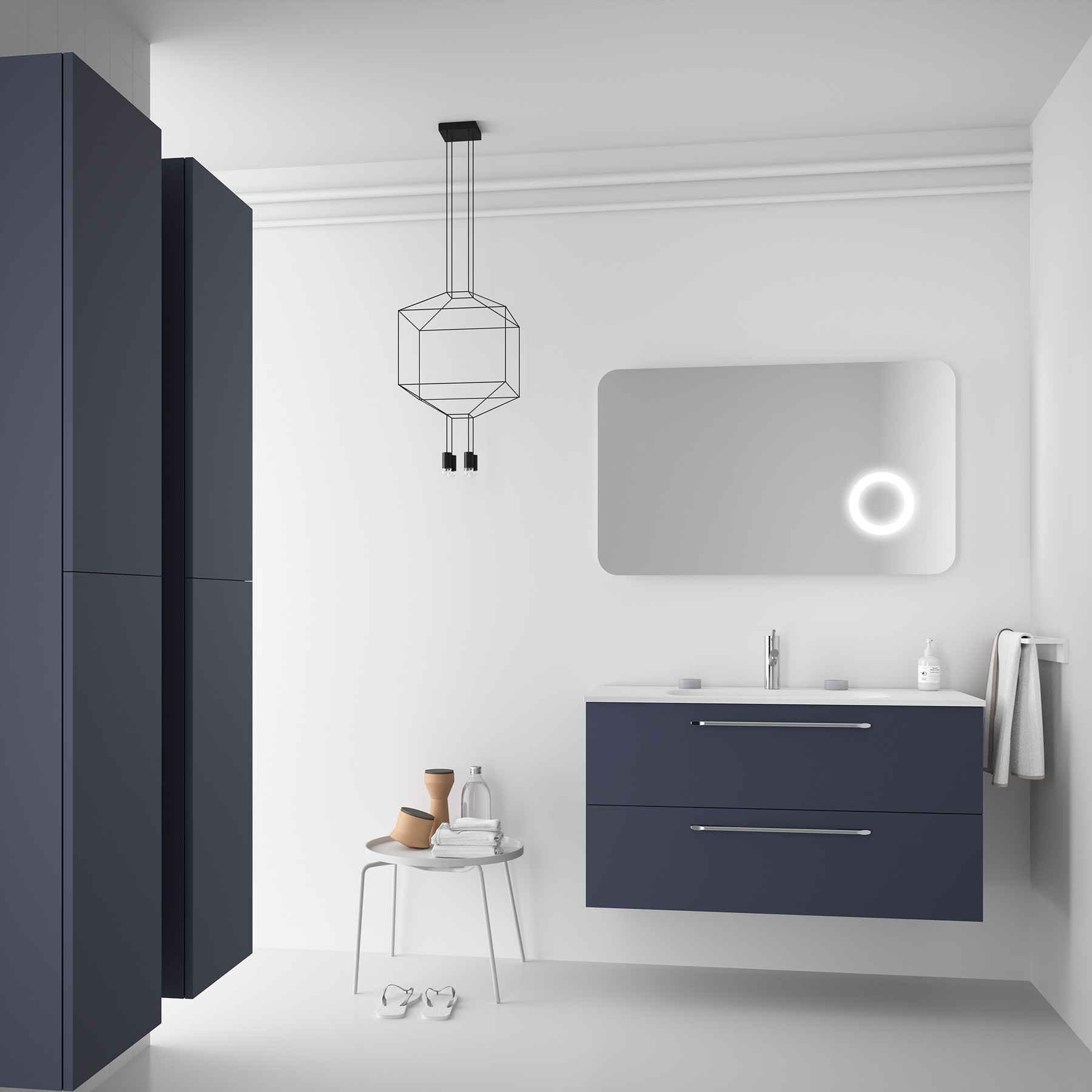 81713 SALGAR Мебель для умывальника FUSSION CHROME 1000 2 ящика NIGHT BLUE 997 x 540 x 450 мм Синяя ночь