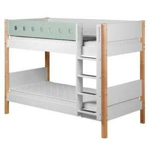Кровать Flexa White двухъярусная с лестницей, 200 см, мятная лакированная