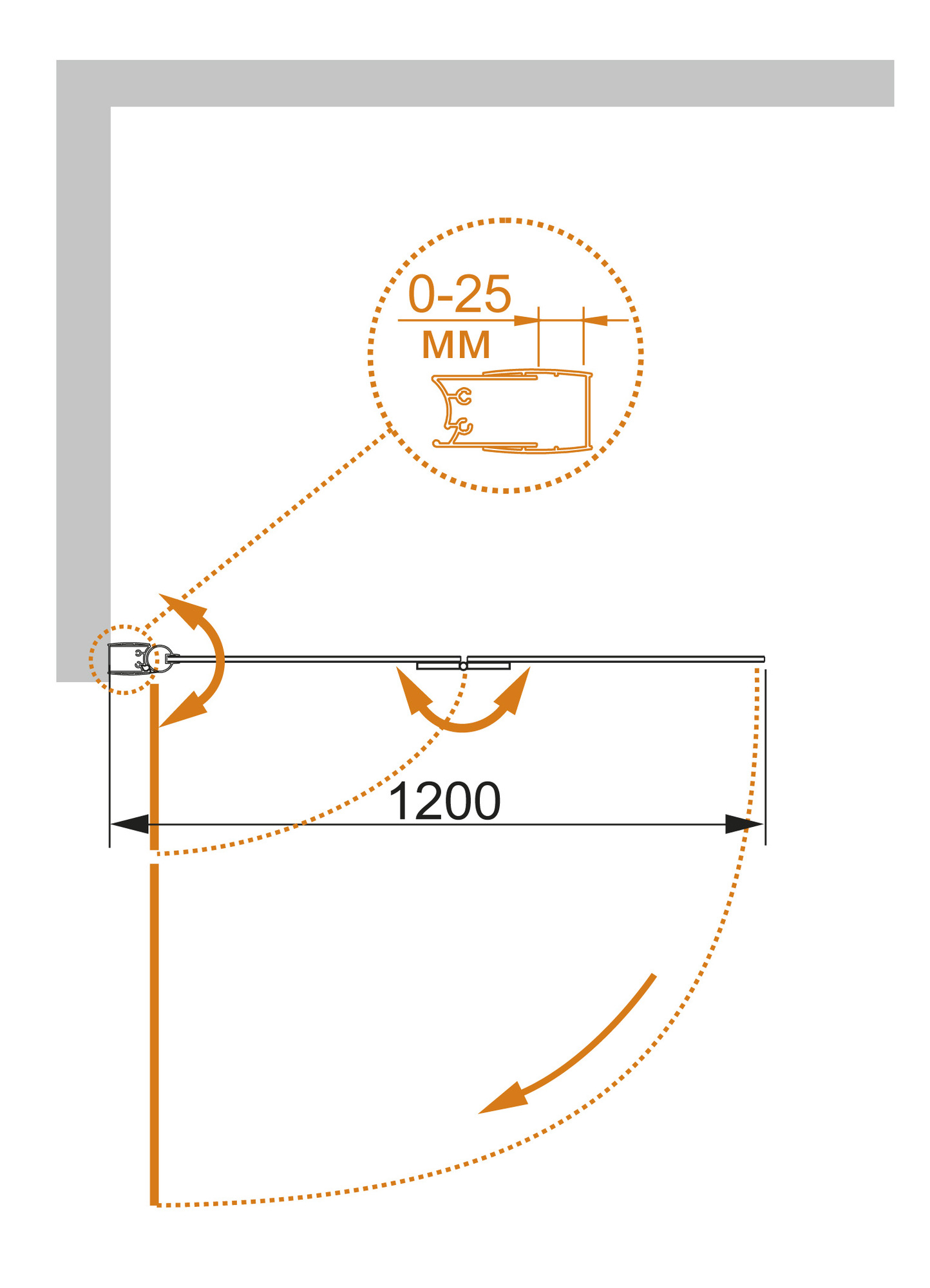 ECO-O-V-21-120/140-C-Cr Душевое ограждения на борт вынны Cezares Китай - Вид №1