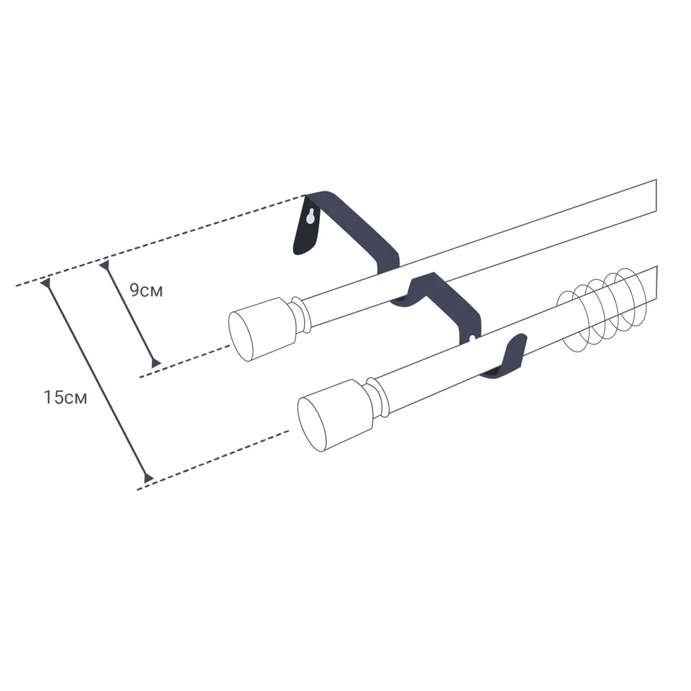 Карниз двухрядный раздвижной d19/16 мм наконечник скол 160-320 см цвет белый ORBIS STLM-2030725 - Вид №3