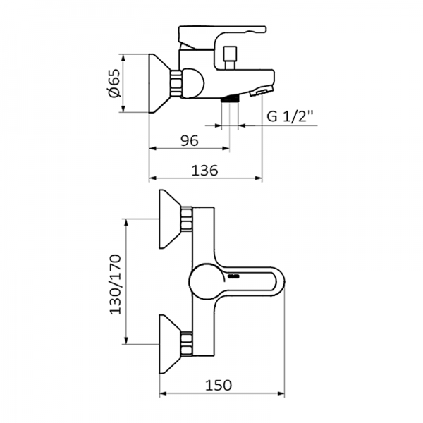 Смеситель для ванны ECO PRIME GRB MIXERS 15228150  - Вид №1