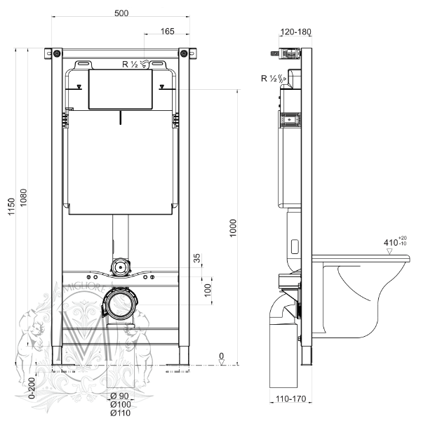 Система инсталляции MIGLIORE Better Norm ML.BTR-27.660 для подвесного унитаза  - Вид №1
