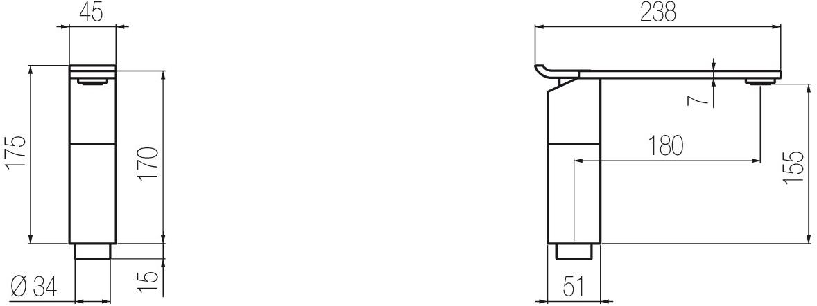 Radomonte Смеситель для раковины, однорычажный, настольный, из нержавеющей стали Okami Okm2 - Вид №5